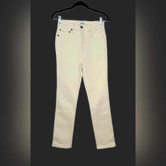NWT Re/Done 80s Slim Straight Jeans in Vintage White, Button Fly, Size 26. - Picture 1 of 11